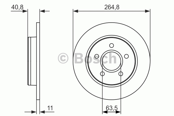 BOSCH 0 986 479 169 Disque de frein 264,8 11 5 108 plein huilé FORD: C Max, Focus 2 4047024250420