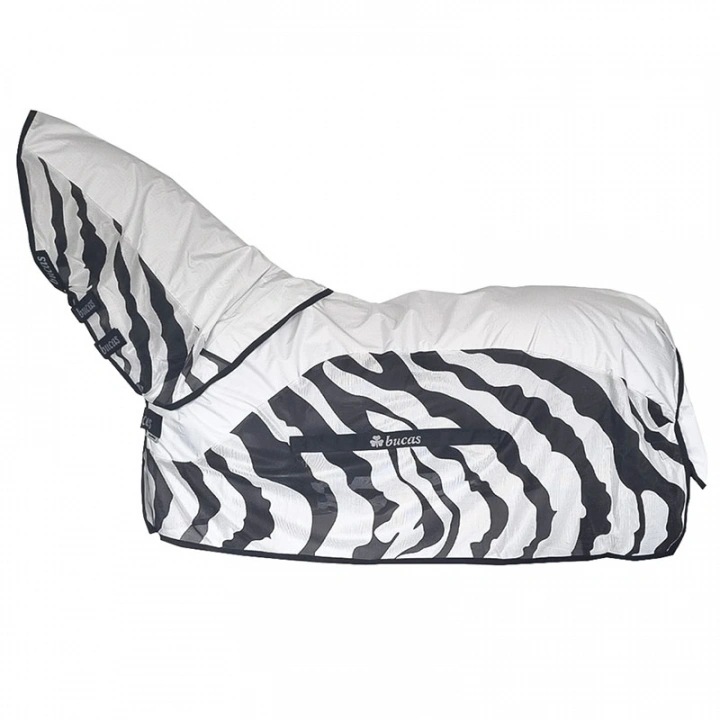 Bucas Buzz Off Rain Zebra & hals, färg: zebra, storlek: 145 cm/6'6 5390930165654